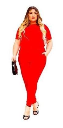 Imagem de Conjunto Malha Crepe Frio Blusa + Calça Com Bolso Plus Size