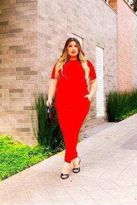 Imagem de Conjunto Malha Crepe Frio Blusa + Calça Com Bolso Plus Size