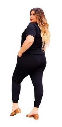 Imagem de Conjunto Malha Crepe Frio Blusa + Calça Com Bolso Plus Size