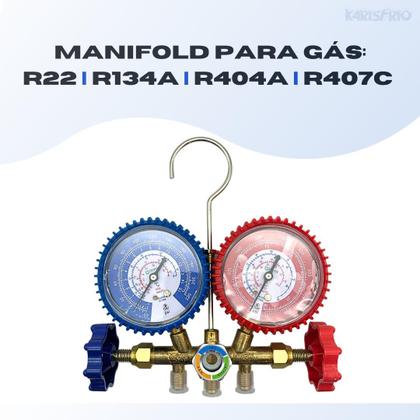 Imagem de Conjunto Manifold Gás R134A R22 R404 R407 Ar Split Geladeira