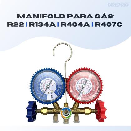 Imagem de Conjunto Manifold Gás R134A R22 R404 R407 Ar Split Geladeira