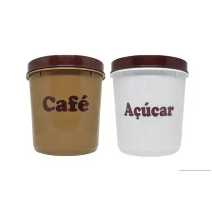 Imagem de Conjunto Mantimento Redondo Tampa Com Rosca Café E Açúcar