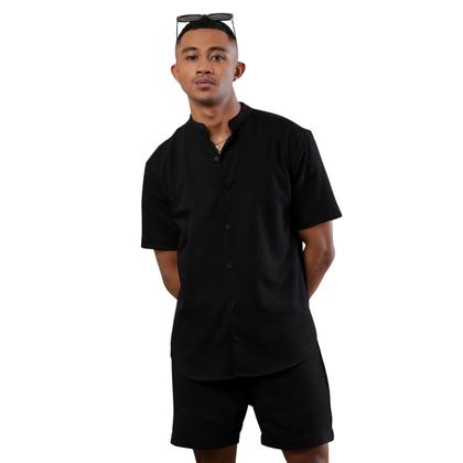 Imagem de Conjunto Masculino Casual Premium Verão Camiseta e Bermuda Linho Conforto e Estilo