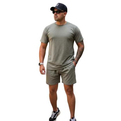 Imagem de Conjunto Masculino de Verão Camiseta + Shorts Texturizado Leve e Super Confortável