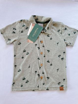 Imagem de Conjunto Masculino Verão Camisa Folhagem e Bermuda Infantil Roupa De Menino 3 Anos Colorittá