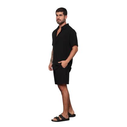 Imagem de Conjunto Masculino Viscose com Camisa de botão e Short Liso