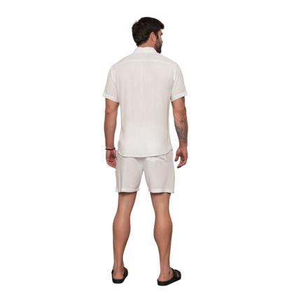 Imagem de Conjunto Masculino Visocose Camisa Botão Bermuda Moda Praia