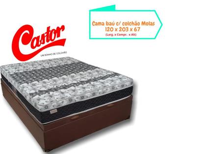Imagem de Conjunto Medida Especial c/ Colchão Castor Molas Class + Cama Box Baú Jadmax 120x203x67 ( Ideal para Apartamentos Stúdios - Kitnets)