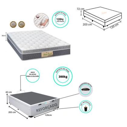 Imagem de Conjunto Medida Especial c/ Colchão Sankonfort Sleep Fresh + Cama Box Baú reforçada 120x203x72 ( Ideal para espaços pequenos  - Apartamento Studio)