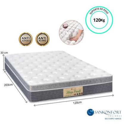 Imagem de Conjunto Medida Especial c/ Colchão Sankonfort Sleep Fresh + Cama Box Baú reforçada 120x203x72 ( Ideal para espaços pequenos  - Apartamento Studio)