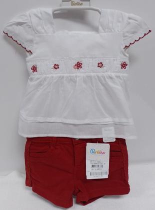 Imagem de Conjunto Menina Blusa Bordada + Shorts Sarja Paraiso 17178