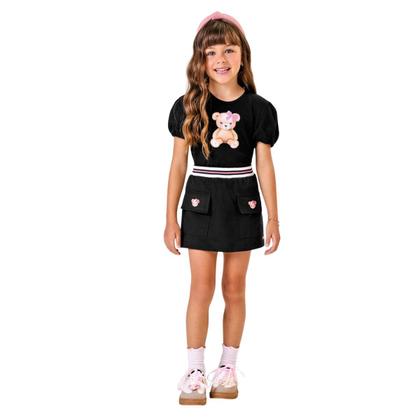 Imagem de Conjunto Menina Blusa Com Shorts Saia Trick Nick Preto Urso