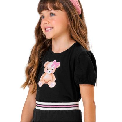 Imagem de Conjunto Menina Blusa Com Shorts Saia Trick Nick Preto Urso