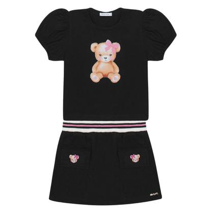 Imagem de Conjunto Menina Blusa Com Shorts Saia Trick Nick Preto Urso