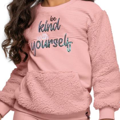 Imagem de Conjunto Menina Inverno Casaco Moletom Com Pelos Tedy E Legging Molecotton 2 peças - Angerô