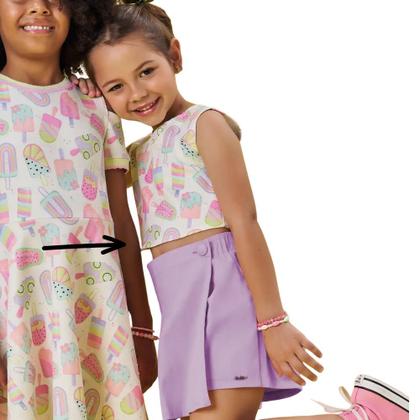 Imagem de Conjunto Menina Kukiê Regata Fly Tech Short Saia em Sarja