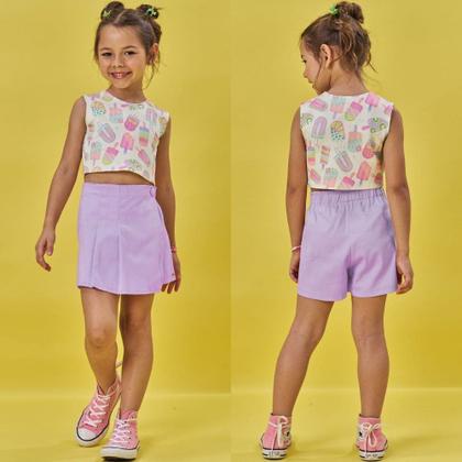 Imagem de Conjunto Menina Kukiê Regata Fly Tech Short Saia em Sarja