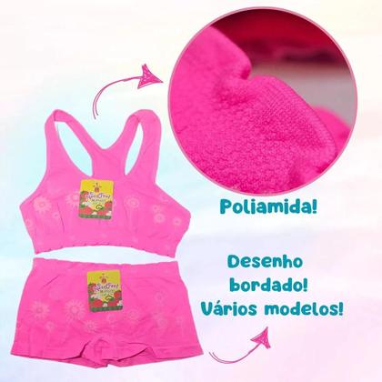 Imagem de Conjunto Menina Moça Infantil Top E Calcinha Boxer Kit 2 Pçs