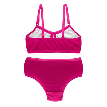 Imagem de Conjunto Menina Moça Kit De 3 Calcinha E Sutiã Juvenil Sem Bojo