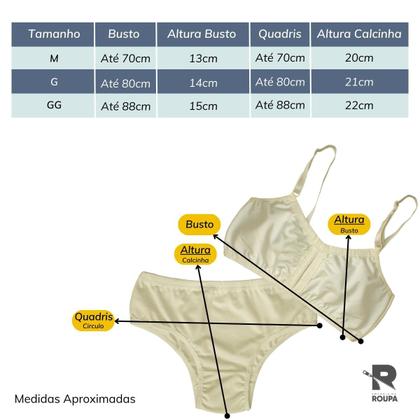 Imagem de Conjunto Menina Moça Kit De 3 Calcinha E Sutiã Juvenil Sem Bojo