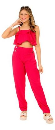 Imagem de Conjunto Menina Moda Infantil Calça Social Luxo Estilo Diva