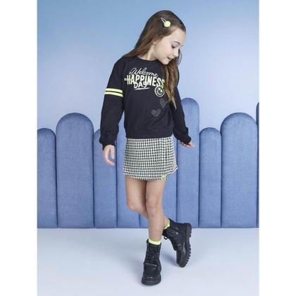 Imagem de Conjunto Menina Momi Blusa em Moletinho e Shorts Saia Jacquard