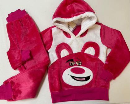 Imagem de Conjunto Menina Pelo Bordado Inverno Capuz Lessa Kids K041