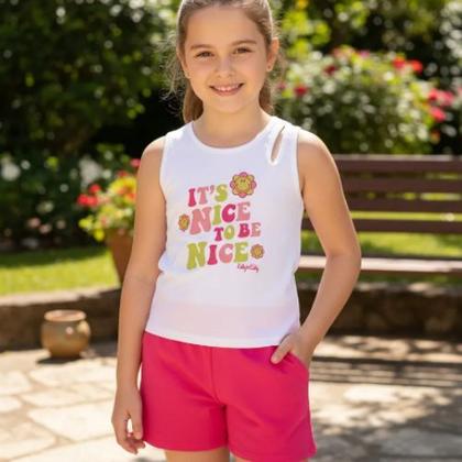 Imagem de Conjunto Menina Regata com Recorte Cut Out e Shorts - Kely & Kety