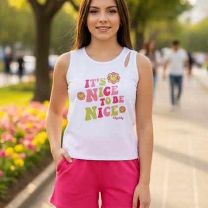 Imagem de Conjunto Menina Regata com Recorte Cut Out e Shorts - Kely & Kety