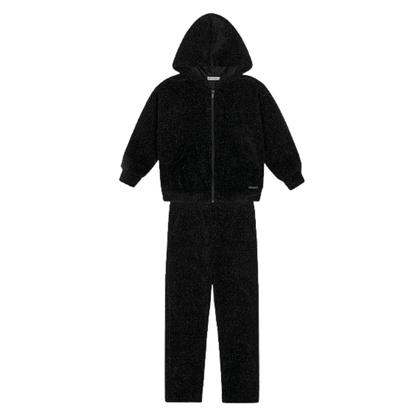 Imagem de Conjunto Meninas Inverno Pelinho Com Capuz e Zíper Preto -