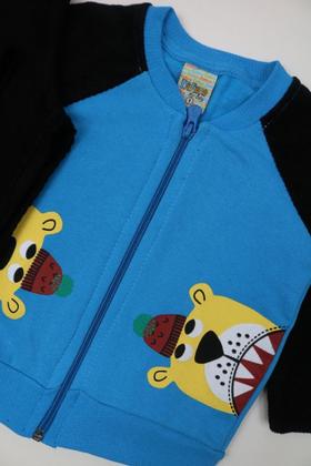 Imagem de Conjunto Menino Azul e Preto Jaqueta Ursinho Inverno Frio