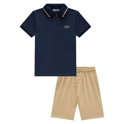 Imagem de Conjunto Menino Camisa Polo em Piquet e Bermuda em cotton com elastano Luc.boo
