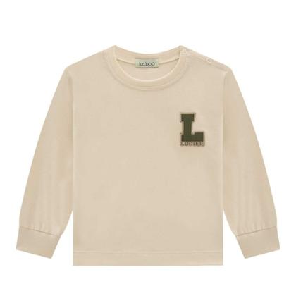 Imagem de Conjunto Menino Camiseta em Meia Malha Bege e Calça Skinny Canelado Verde -LucBoo