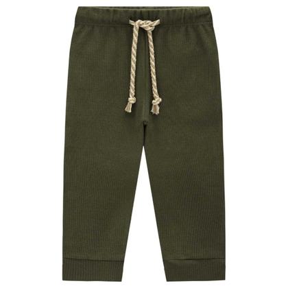 Imagem de Conjunto Menino Camiseta em Meia Malha Bege e Calça Skinny Canelado Verde -LucBoo