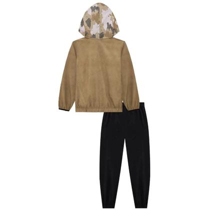 Imagem de Conjunto Menino Jaqueta Corta Vento e Calça Jogger em Nylon Ergonomic com Elastano MARROM LucBoo