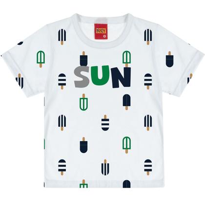 Imagem de Conjunto Menino Kyly Camiseta em Meia Malha Branca e Bermuda em Moletom Leve Verde