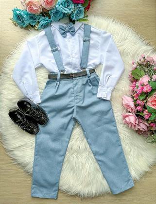 Imagem de Conjunto Meninos Miss Cherry Leo Suspensorio Azul Serenity - Elegância e Conforto