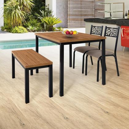 Imagem de Conjunto Mesa 110x72cm 1 Banco 2 Cadeiras Mega