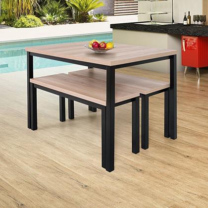 Imagem de Conjunto Mesa 110x72cm 2 Bancos Mega