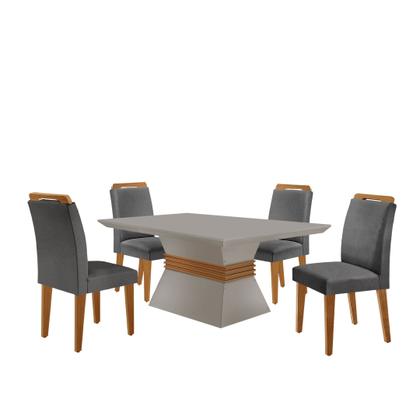 Imagem de Conjunto Mesa 120cm Canto Reto Clarice e 4 Cadeiras Athenas