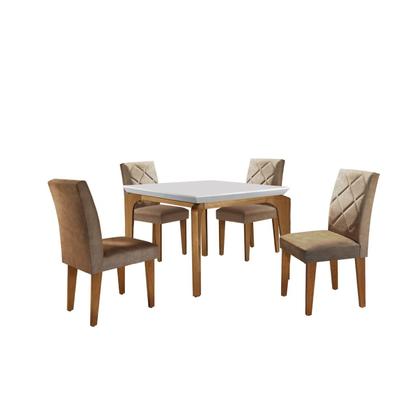 Imagem de Conjunto Mesa 120cm Canto Reto Dublin e 4 Cadeiras Irlanda