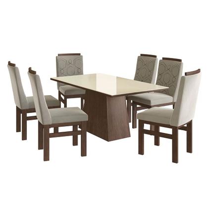 Imagem de Conjunto Mesa 160x82cm e 6 Cadeiras Madeira Maciça