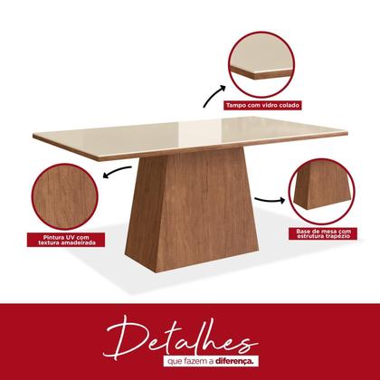 Imagem de Conjunto Mesa 160x82cm e 6 Cadeiras Madeira Maciça