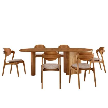 Imagem de Conjunto Mesa 180cm X 80cm Tampo Mdf Canto Copo 6 Cadeiras Celeste