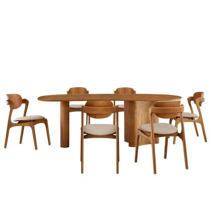 Imagem de Conjunto Mesa 180cm X 80cm Tampo Mdf Canto Copo 6 Cadeiras Celeste