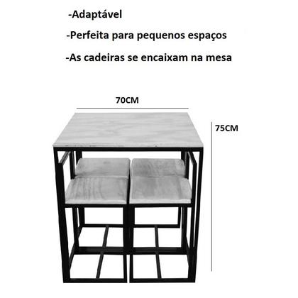 Imagem de Conjunto Mesa 4 Cadeiras Pequena Madeira Imbuia Industrial Wood Box
