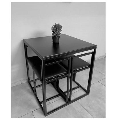 Imagem de Conjunto Mesa 4 Cadeiras Pequena Madeira Imbuia Industrial Wood Box