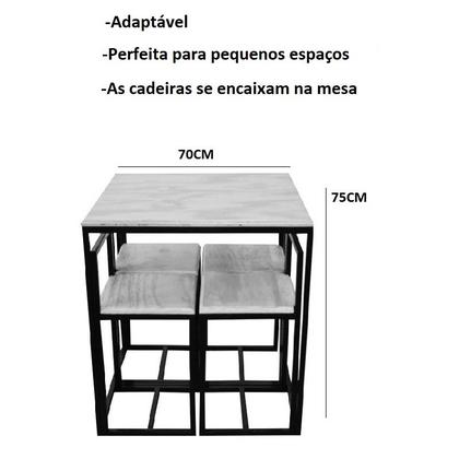 Imagem de Conjunto Mesa 4 Cadeiras Pequena Madeira Imbuia Industrial Wood Box
