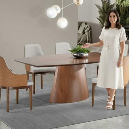 Imagem de Conjunto Mesa Aghata 1,80x0,90 Mdf Laminado 6 Cadeiras