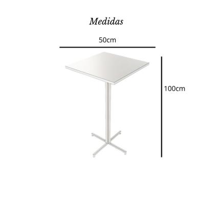 Imagem de Conjunto Mesa Alta Bar Bistrô Quadrada Imbuia 2 Banquetas Confort Estofado Industrial White